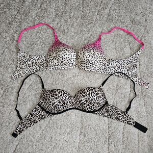 34C Victoria's Secret Animal Print Push-Up Underwire Bras x2